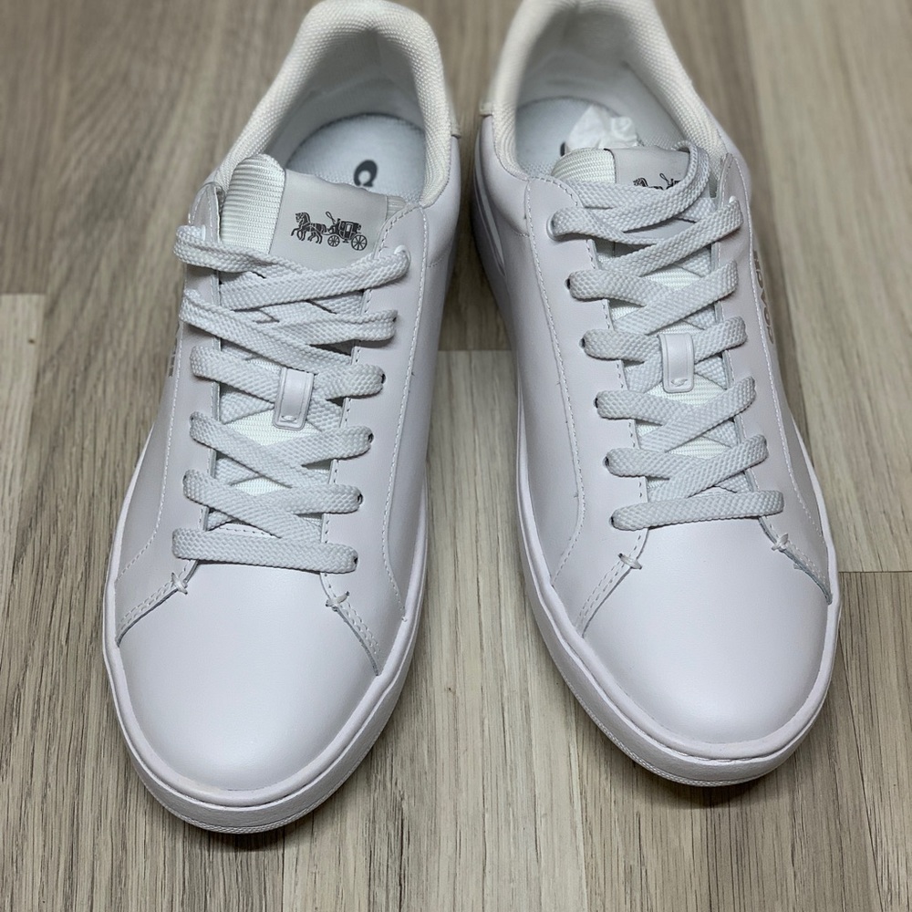 New COACH Clip Leather Low Top Sneaker Men’s Size 9.5 / Women's Size 11 /White - Picture 2 of 12